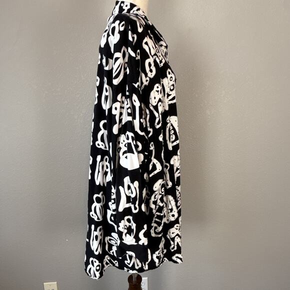 We Be Bop Women Button Tunic Black White Tribal Print Plus Size 2X Beaded Accent - Picture 7 of 8